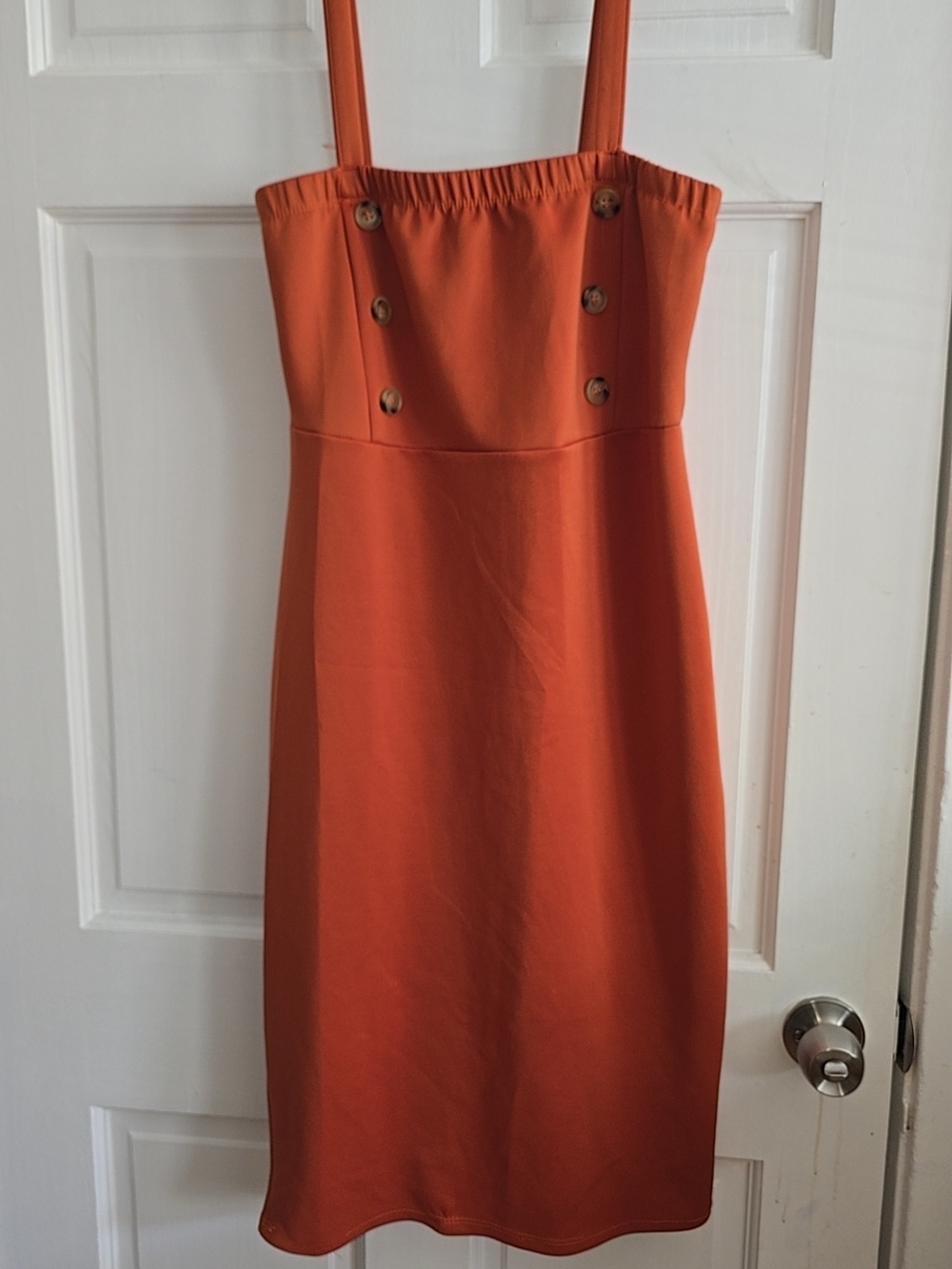 Women's Rust Orange Button-Detail Sundress - Picture 2 of 3